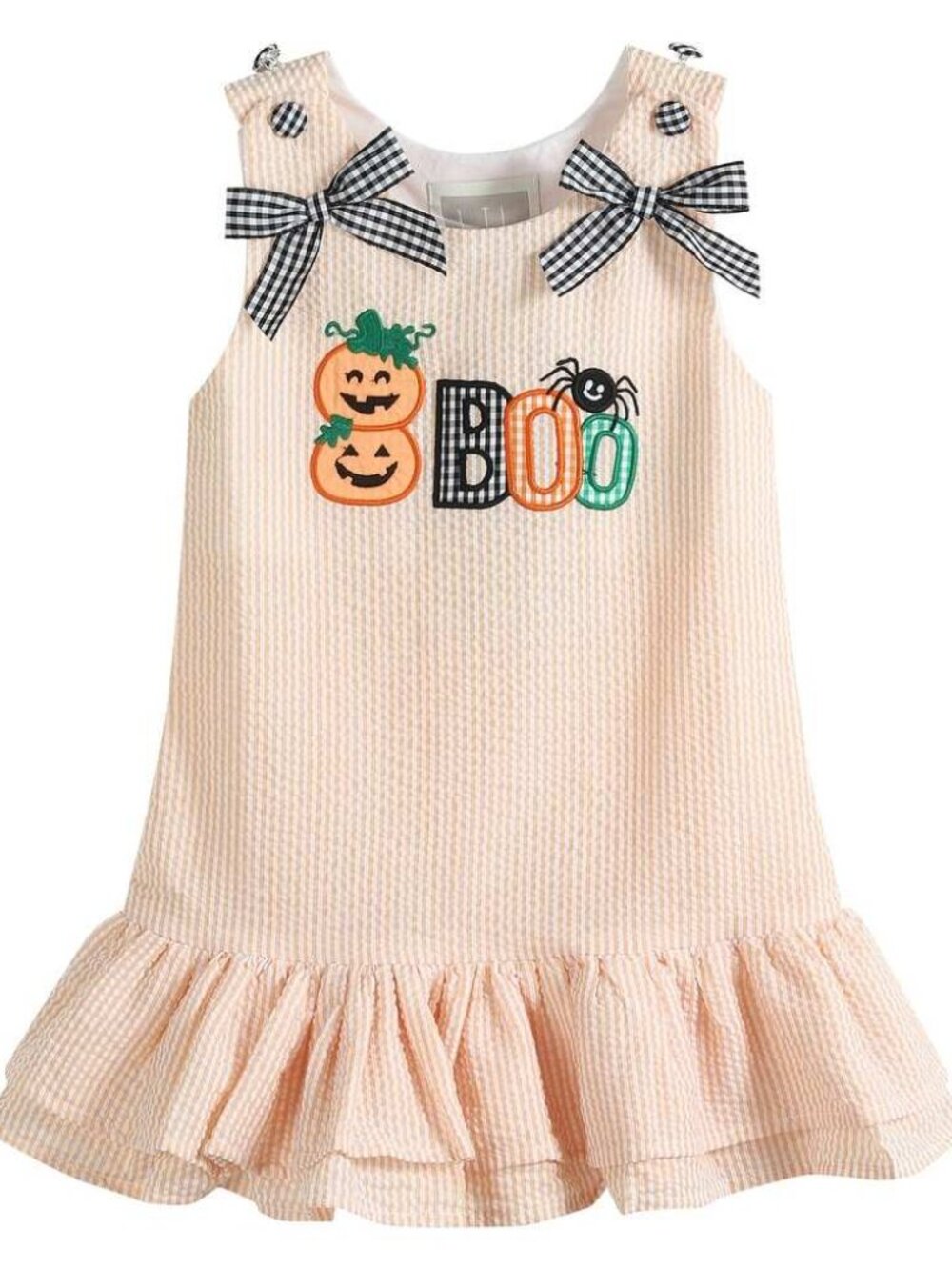 LIL CACTUS Boutique Orange Gingham Seersucker 'BOO' Halloween Dress 18-24M